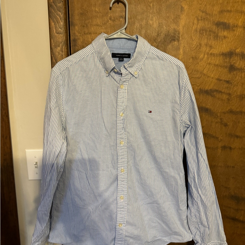 Tommy Hilfiger Men's Blue Striped Oxford Shirt